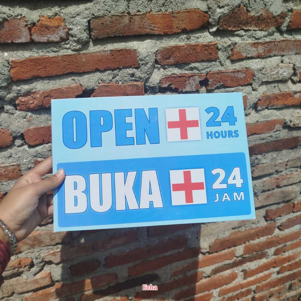 

AKRILIK, PAPAN INFORMASI - OPEN - BUKA 24 JAM, CUSTOM, FREE DESAIN ( A 565 )