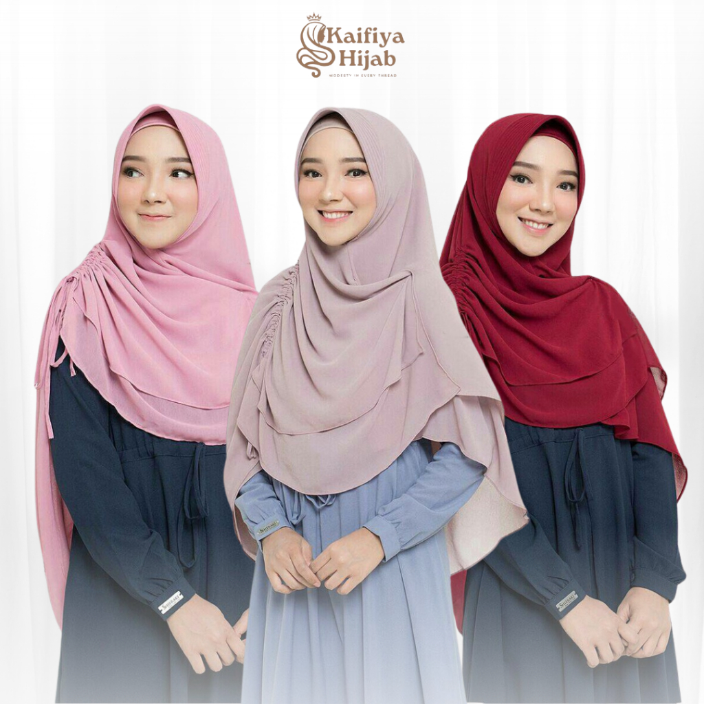 Khimar Syari Kerut Zanita Hijab Instan Jilbab Bergo Pet Antem 2 Layer Sifon Premium