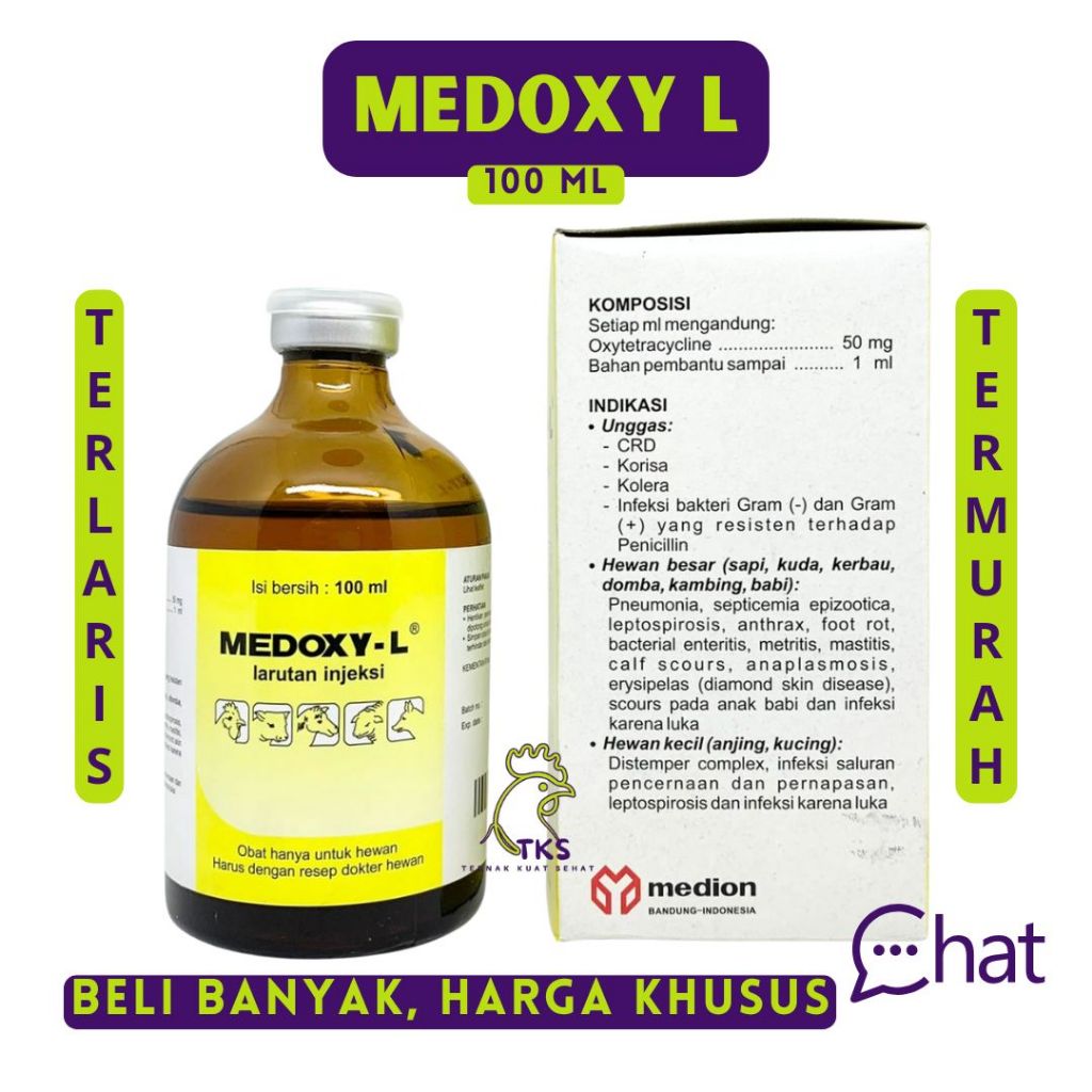 MEDOXY L 100ML - Obat Anti Infeksi Hewan Spektrum Luas Sapi Kambing Babi Ayam Unggas