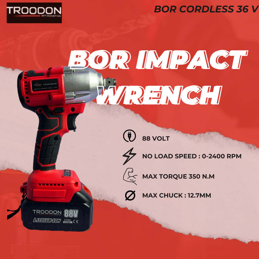 Mesin Bor Impact Baterai 88v Bor Impact Cordless Impact Wrench cordless