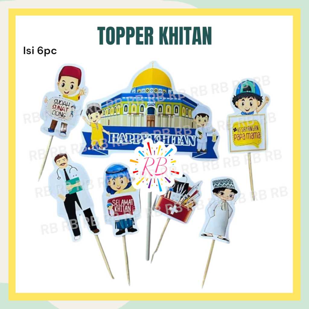 (6pc) Cake Topper kue Khitanan - Hiasan kue khitanan cake topper khitan