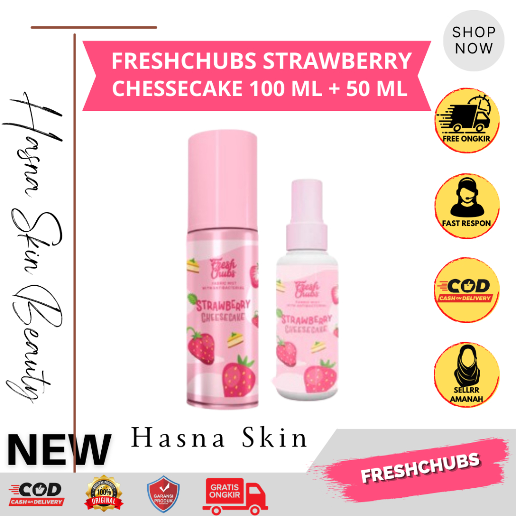 Freshchubs Bundling 100ml + 50ml Fabric Mist Parfum Baju & Ruangan Strawberry Cheesecake