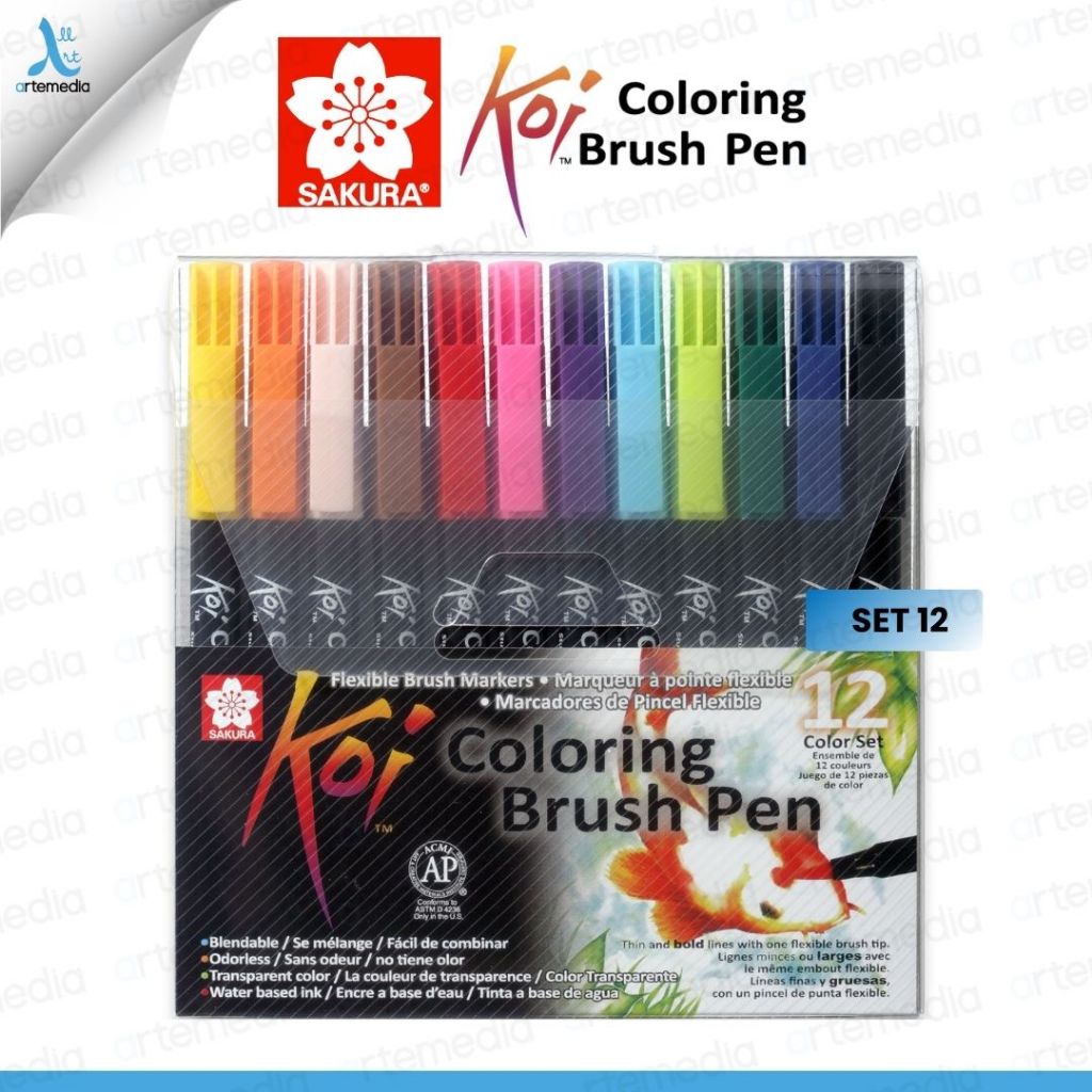 

Sakura Koi Coloring Brush Pen Set 12 Pena Kuas Warna Brush Pen