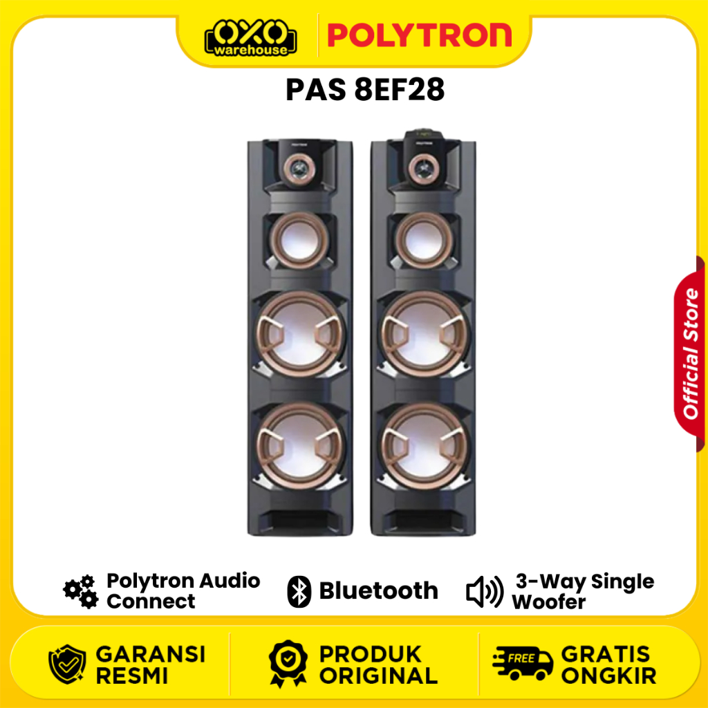 POLYTRON Speaker Aktif PAS 8EF28 Bluetooth 3-Way Speaker System Garansi Resmi