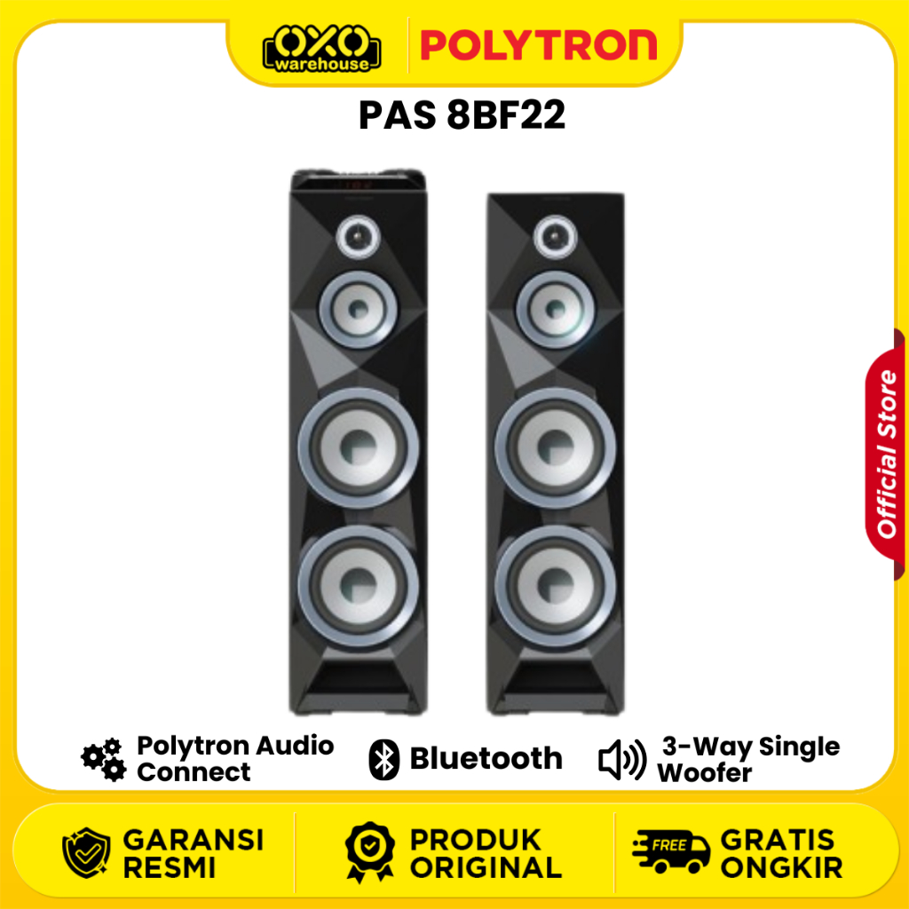 POLYTRON Speaker Aktif PAS 8BF22 Bluetooth 3-Way Speaker System Garansi Resmi