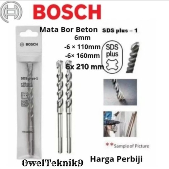 Mata Bor Beton SDS PLUS-1 Untuk Rotary Hammer BOSCH/Mata Bor Tembok SDS PLUS-1 Hammer drill 6 MM BOS