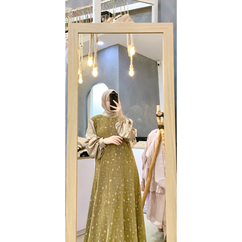 gamis plisket motif premium
