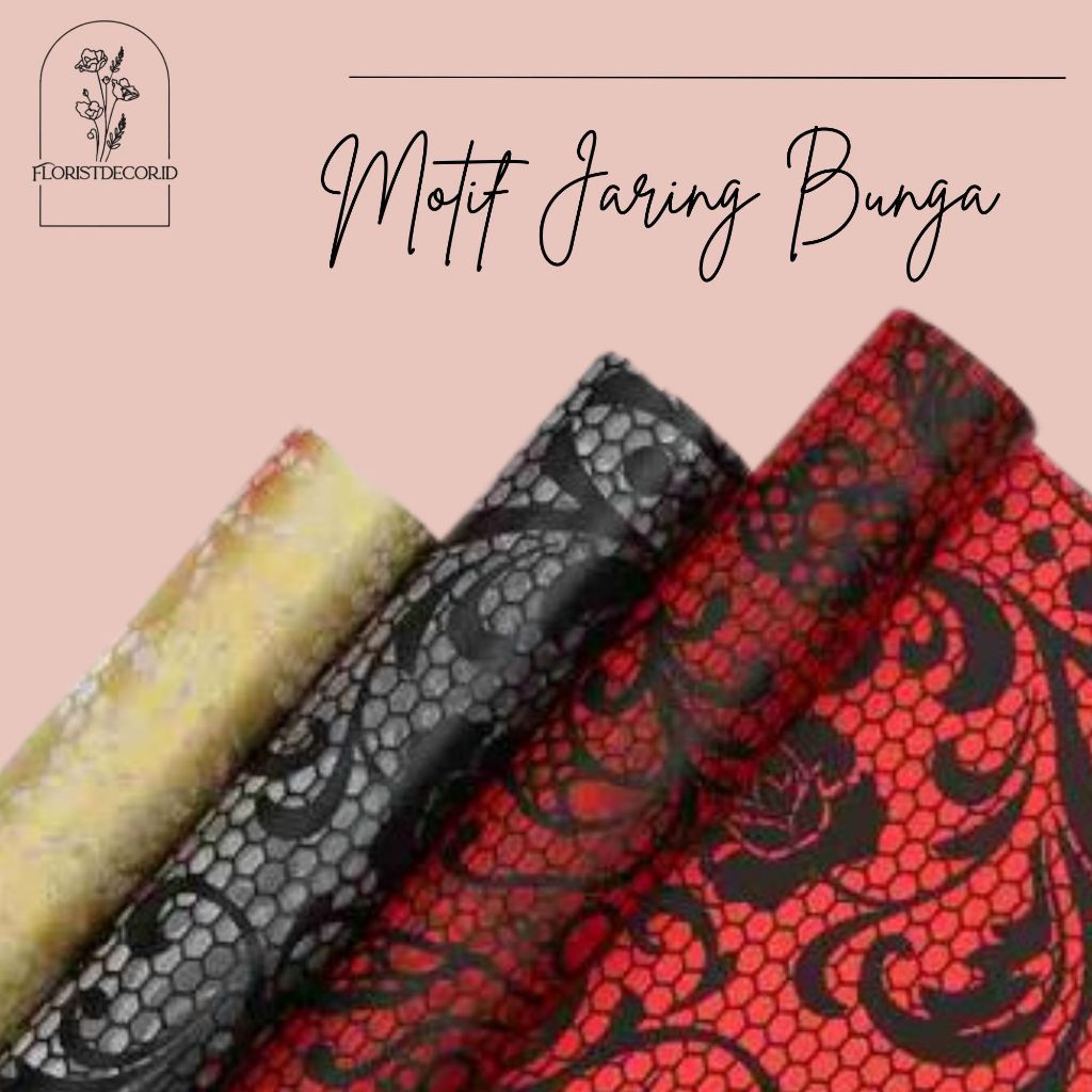 

(ECER ) TERMURAH KERTAS BUKET MOTIF JARING2 BUNGA GOLD WRAPPING PAPER LINE CELLOPHANE WATERPROO