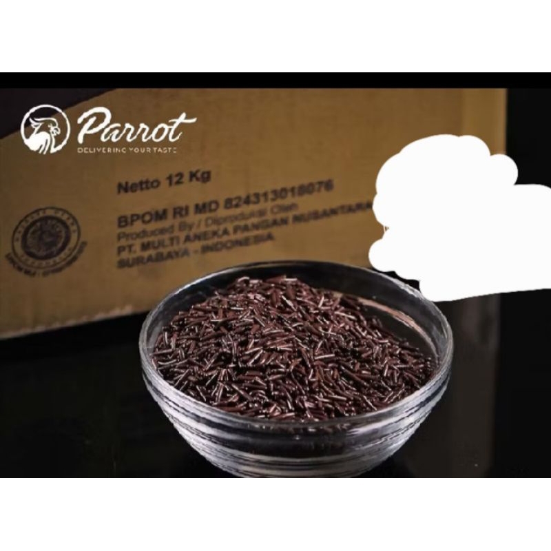 

coklat messes-parrot-kemasan 500gr-repack-bahan dekorasi-kue