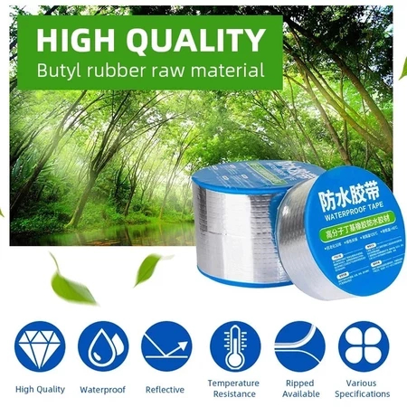 Lakban Anti Bocor Lakban Super Tape Tahan Panas Aluminium Foil Butyl Waterproof Tape Paste Anti Air