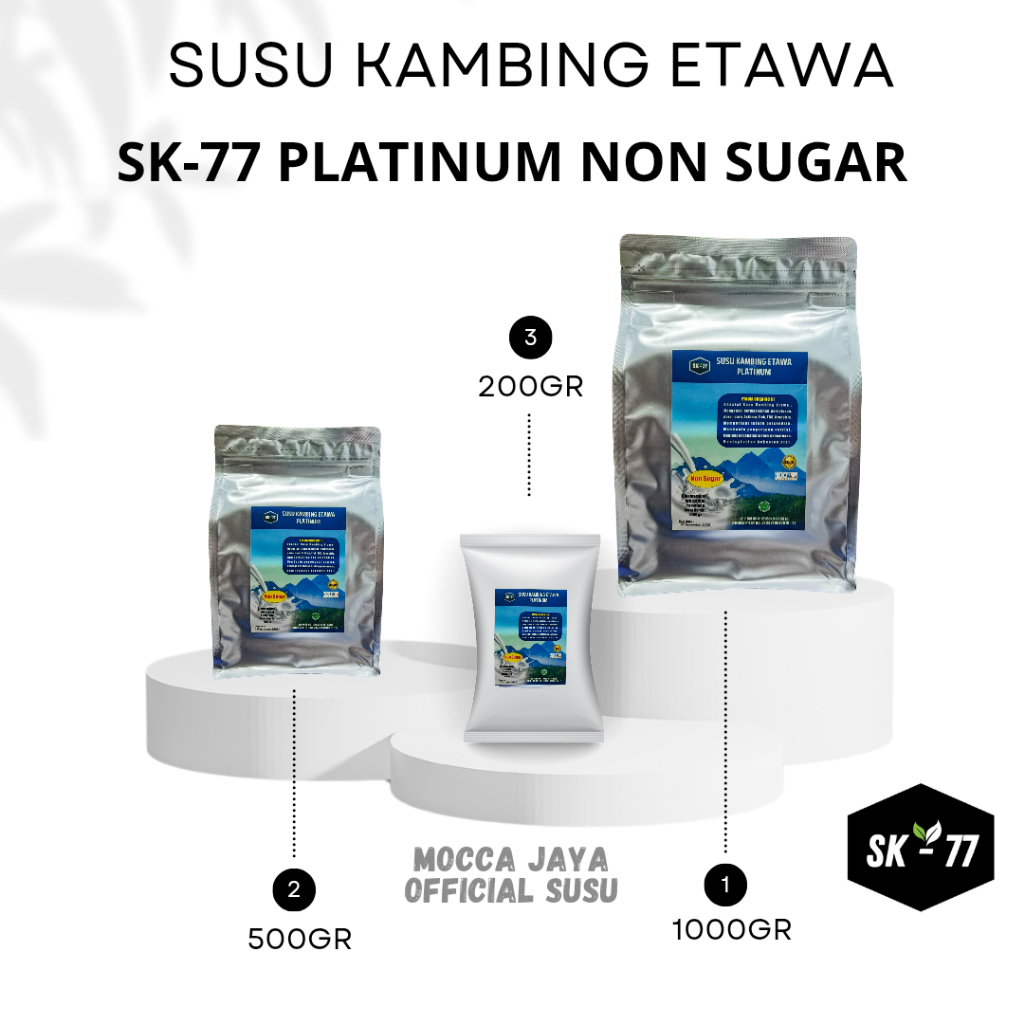 

SK-77 PLATINUM- SUSU KAMBING ETAWA BUBUK NON SUGAR KEMASAN 200GR\500GR\1000GR UNTUK KESEHATAN TULANG DAN SALURAN PERNAFASAN