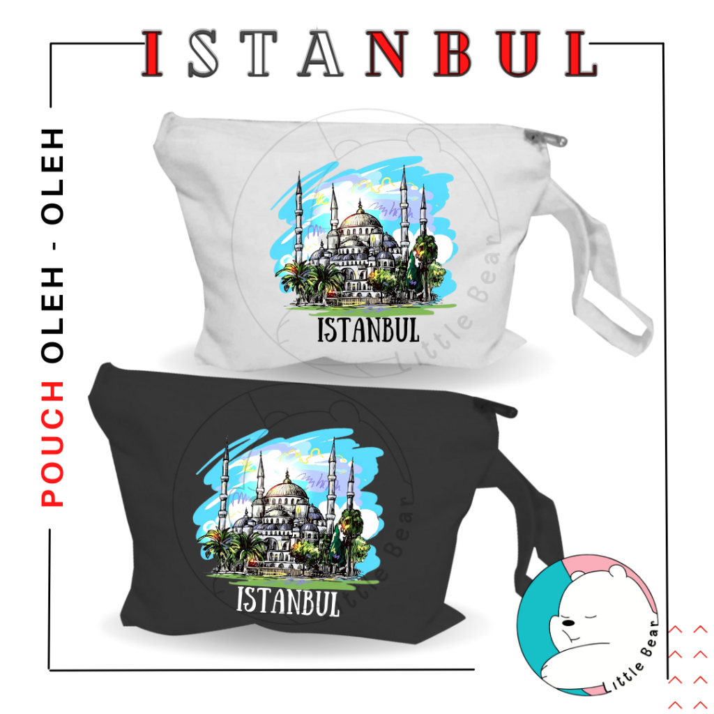 Littlebear Pouch Istanbul - Dompet Kecil Souvenir Oleh Oleh Negara Turkey Bahan Blacu Premium Dengan