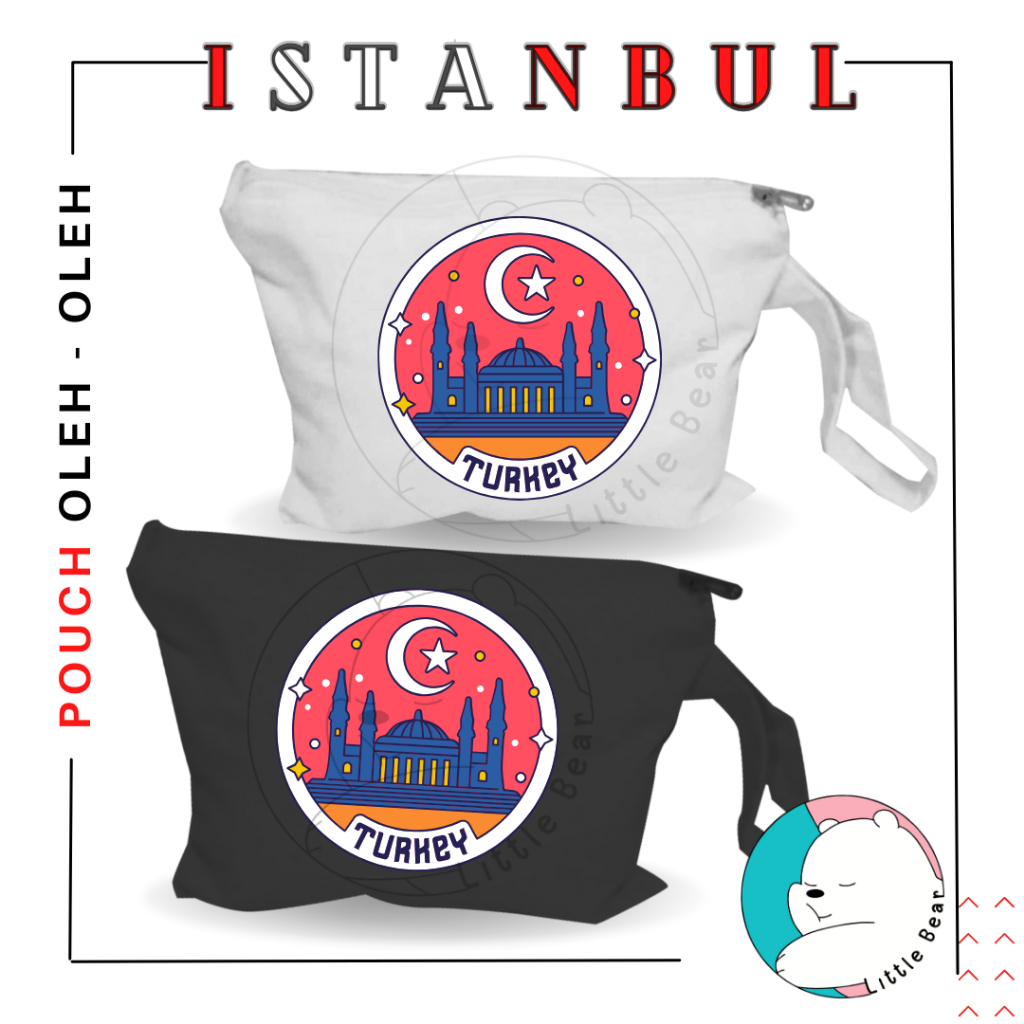 Littlebear Pouch Istanbul - Dompet Kecil Souvenir Oleh Oleh Negara Turkey Bahan Blacu Premium Dengan