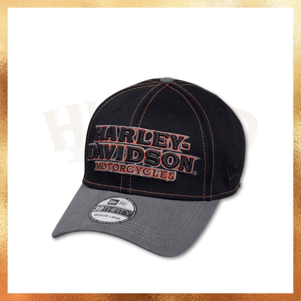 Topi Motor New Era x  Harley Davidson Motorcycle Collab 39THIRTY Hat Original