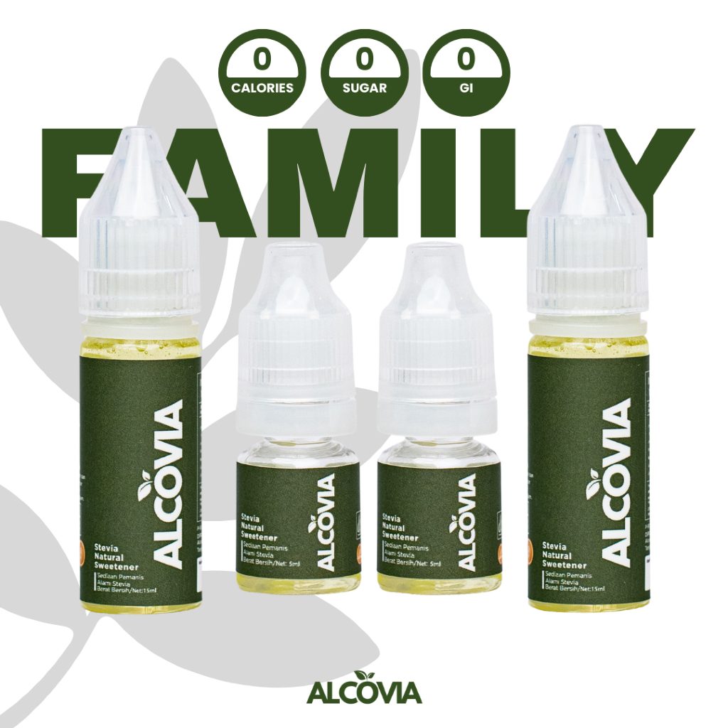 

(FAMILY PACK) Alcovia Stevia Tetes Cair Pemanis Alami Original - 5ml & 15ml