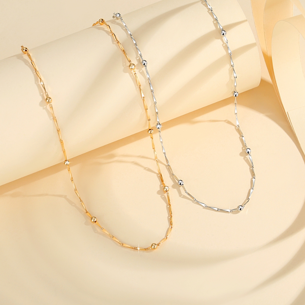 Lanme Jewelry Kalung Wanita Dewasa Sederhana Berlapis Emas Anti Luntur Aksesoris Fashion Stainless S