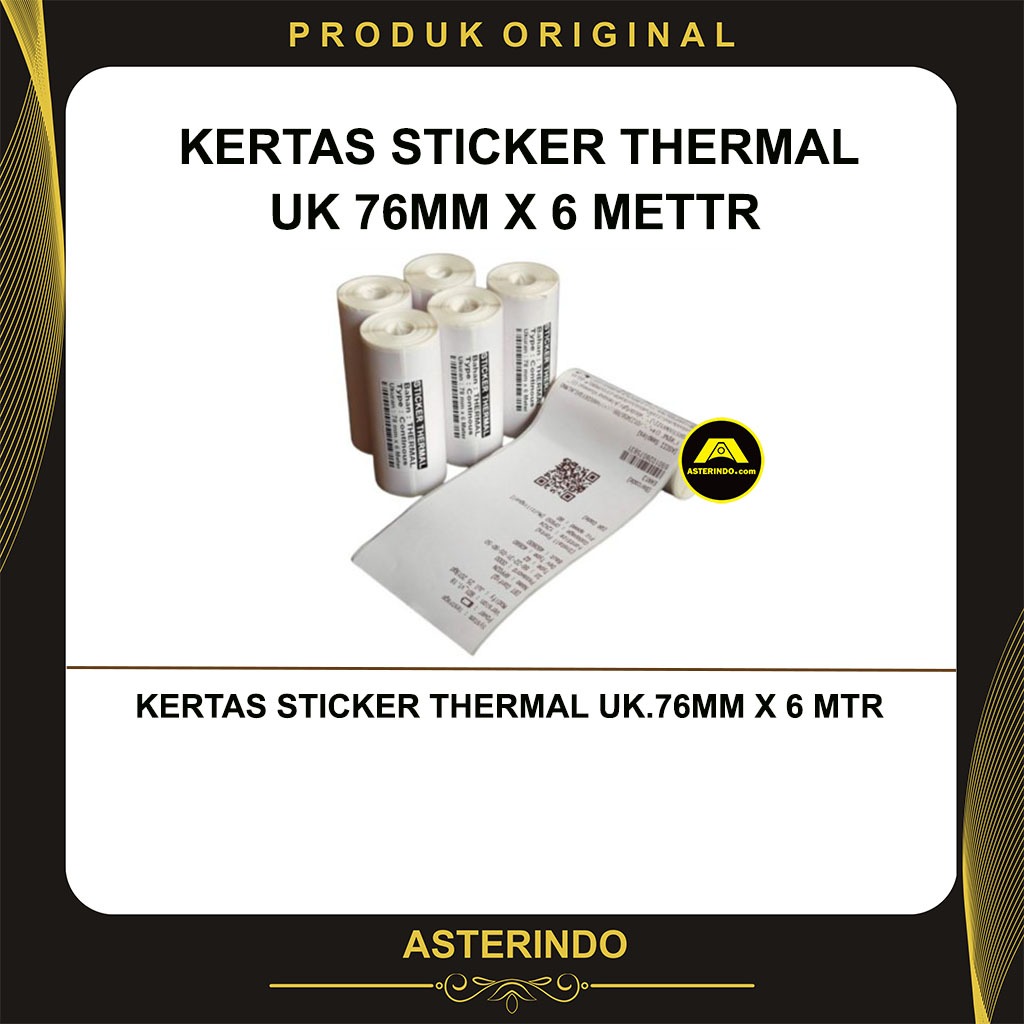 

Kertas Sticker Thermal Struk Kasir Ukuran 76mmx6m 76 MM x 6 Meter Paper Roll