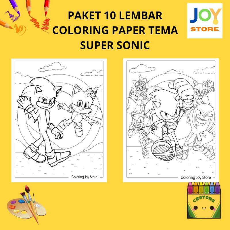 

PAKET 10 Lembar Kertas Gambar Mewarnai Tema Super Sonic Ukuran A4 150 gsm - Coloring Paper 018