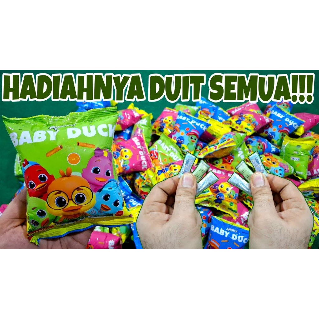 

Snack chiki makanan ringan BABY DUCK berhadiah uang tunai. 1 Pack isi 10 BKS