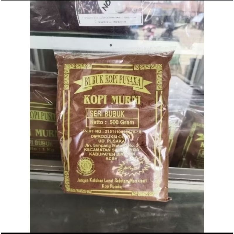 

bubuk Kopi Halus Cap Pusaka Kopi murni 500 gram ( Asli Produk Samalanga)