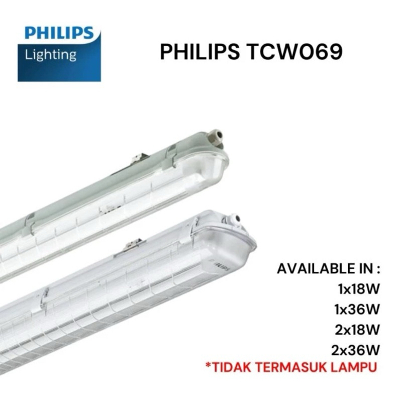 Philips Kap Lampu TL Waterproof TCW069 TCW 069 1x18 2x18 1x36 2x36 Watt