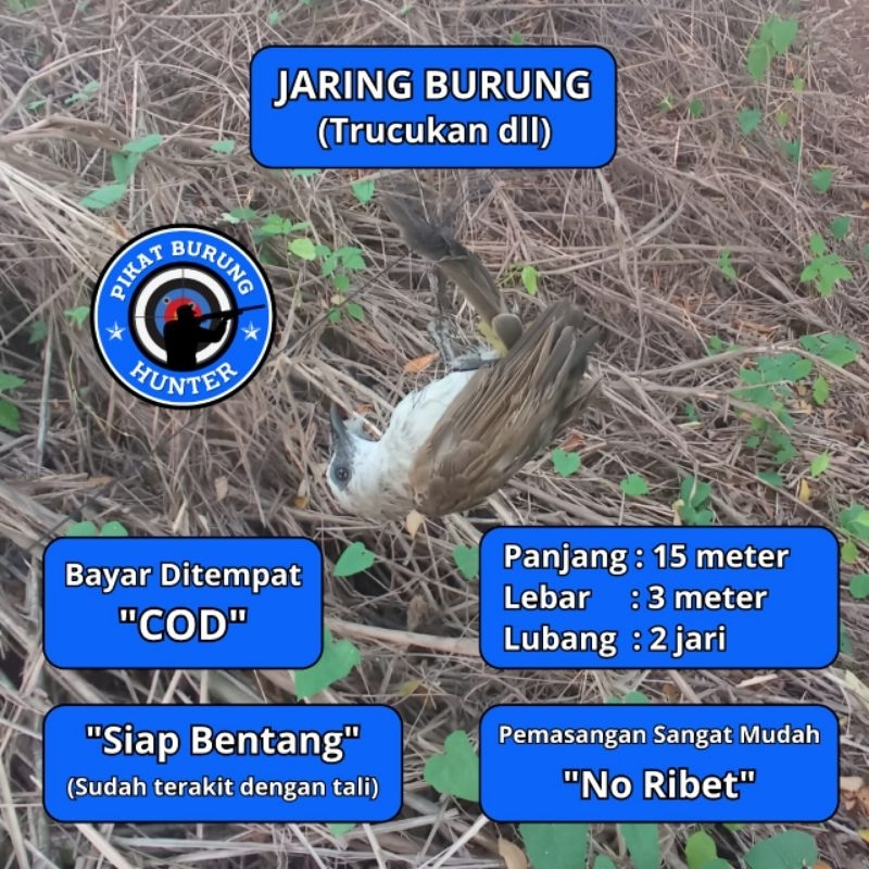 JARING JERAT BURUNG TRUCUKAN JARINGAN BURUNG SIAP PAKE JARING BURUNG TRUCUKAN JALA PIKAT BURUNG SIAP