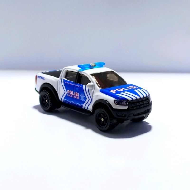 DIECAST SKALA 1/64 HOTWHEELS FORD RANGER RAPTOR PICKUP DOUBLE CABIN CUSTOM POLISI INDONESIA PATWAL P