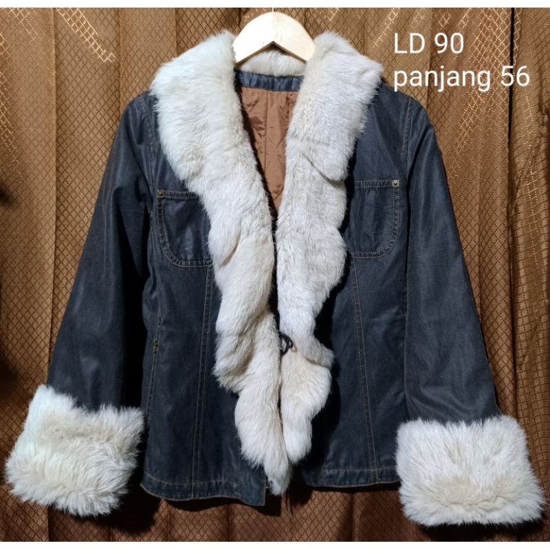 coat winter bulu kelinci coat winter puffer coat wanita coat kerah bulu coat musim dingin bulu kelin