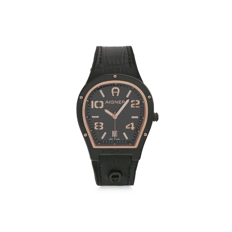 Aigner Roma 136106_Black Leather Strap