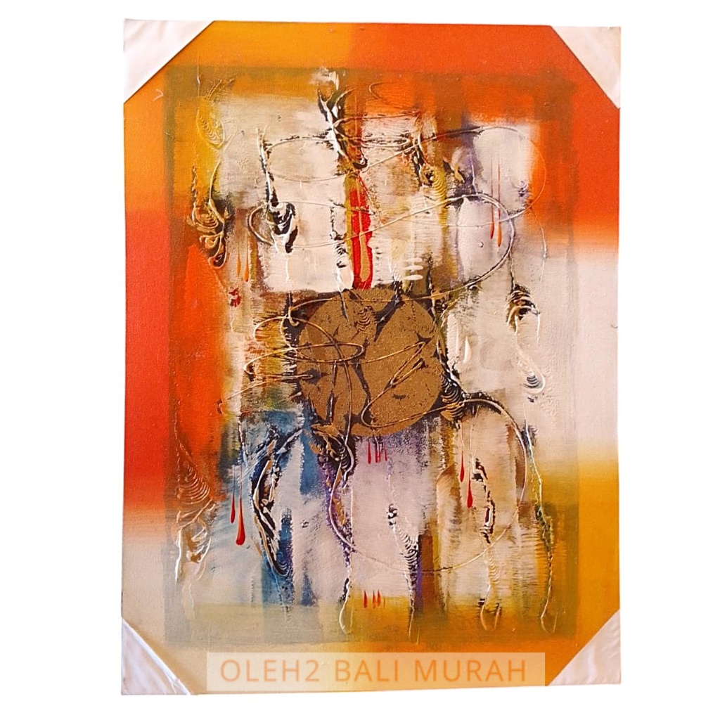 Lukisan Abstrak Bali  Ukuran 60x80 cm– Sentuhan Seni Modern dengan Jiwa Tradisi