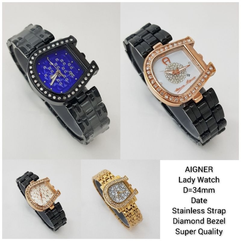 Jam Tangan Wanita Fashion Watch Aigner Tanggal Permata High Quality