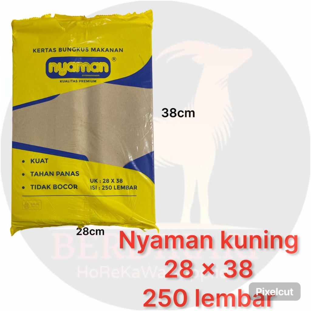 kertas nasi / minyak / samir / laminating kotak “Nyaman kuning" 28 x 38 isi 250 lembar