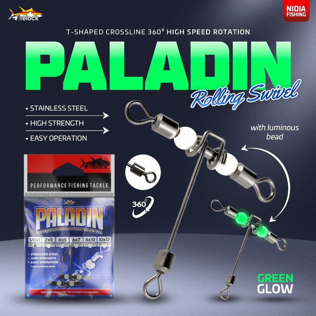 Firelock Rolling Swivel PALADIN - Kili - kili Pancing T-Shape Crossline Rolling Swivel