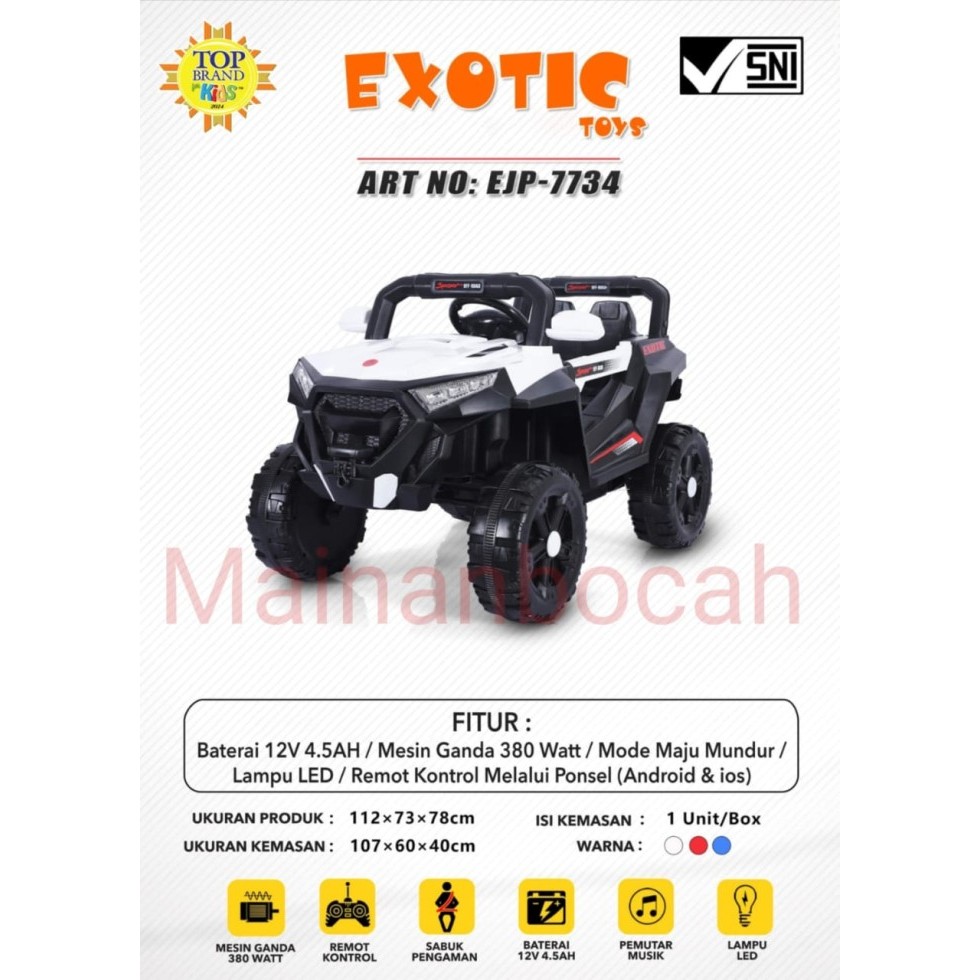 Terbaru Mainan Mobil Aki Anak Exotic EJP 7734 Ban Plastik
