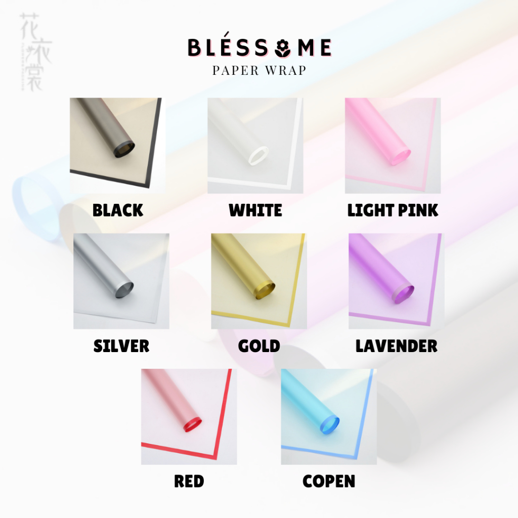 

(20 LEMBAR) Flower Wrapping Paper Semi Transparent Line Color / List Transparan Warna / Frame Transparant Kertas Buket Bunga Florist Cellophane Pembungkus Kertas Hand Bouquet