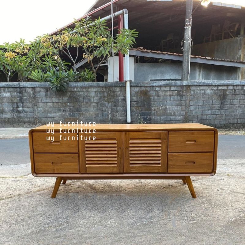 bufet retro minimalis kayu jati, bufet minimalis kayu jati, meja tv retro kayu jati, meja tv kayu ja