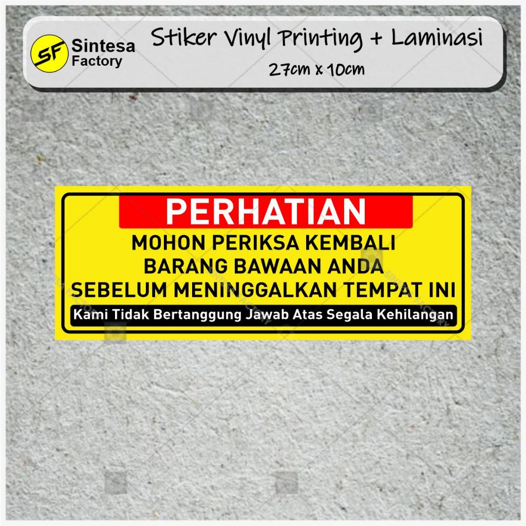 

Stiker Harap Periksa Barang Bawaan Anda Stiker Tempat Umum Stiker Kantor Stiker Bandara Stiker Terminal