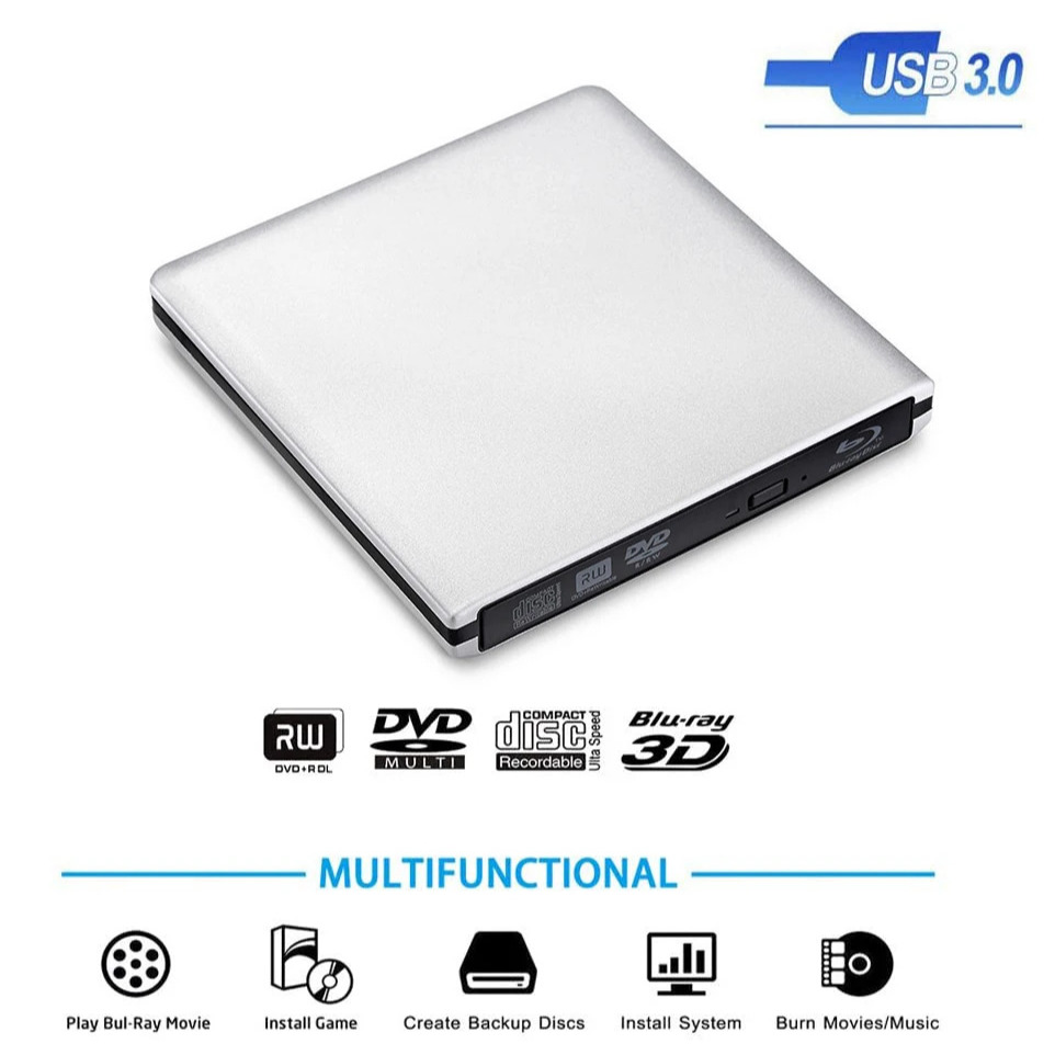 Pembakar Blu-Ray USB3.0 Eksternal Drive DVD Optik BD-ROM Penulis BD-RE