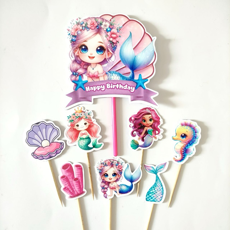 TOPPER MERMAID (LA-001) / CAKE TOPPER MERMAID / TOPPER KUE MERMAID / CUPCAKE TOPPER MERMAID / HIASAN