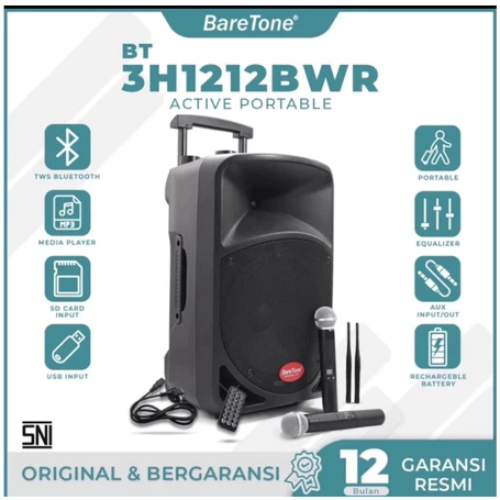 speaker portable baretone 12BWR baretone 12 BWR baretone max12bwr max 12 bwr free 2 mic wireless