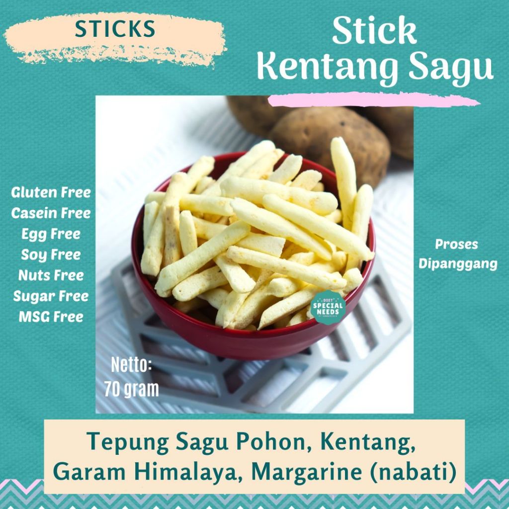 

Stick Kentang Sagu - Gluten Free, MSG Free, Egg Free, Casein Free - Diet Special Needs
