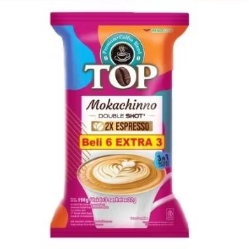 

Top mokachinno double shot 3 in 1 instant coffee 6+3 sachet