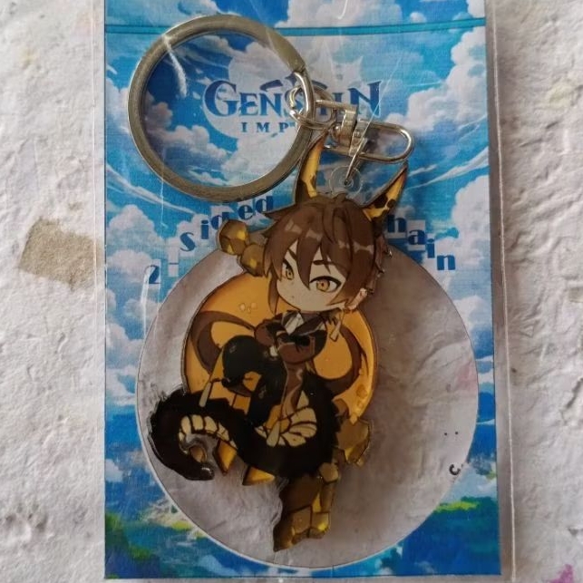 Zhongli Genshin Impact keychain ganci gantungan kunci / Genshin keychain Zhongli