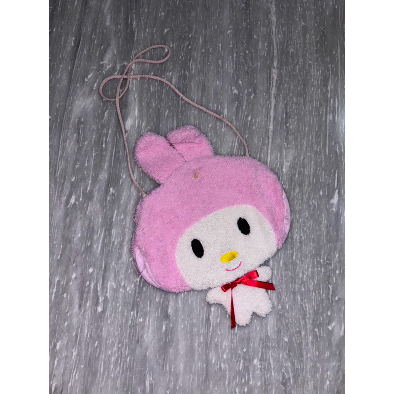 tas pouch my melody pink fluffy (preloved)