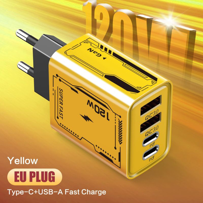 Adaptor charger 4port fast charging 120watt 2 type C+2 type A