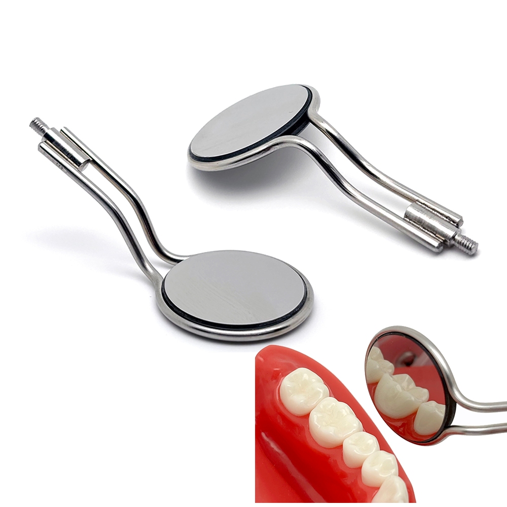 1Pcs Rhodium cermin intraoral kaca intra oral rhodium doubleside reflektor front surface anti fog de
