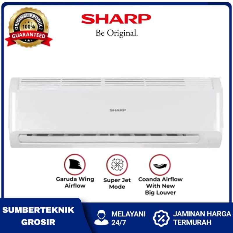 Ac SHARP 3/4 PK Ah-a7bey Ah a7bey 7bey Split Standard Non Inverter Garuda Series Hemat Listrik - Air