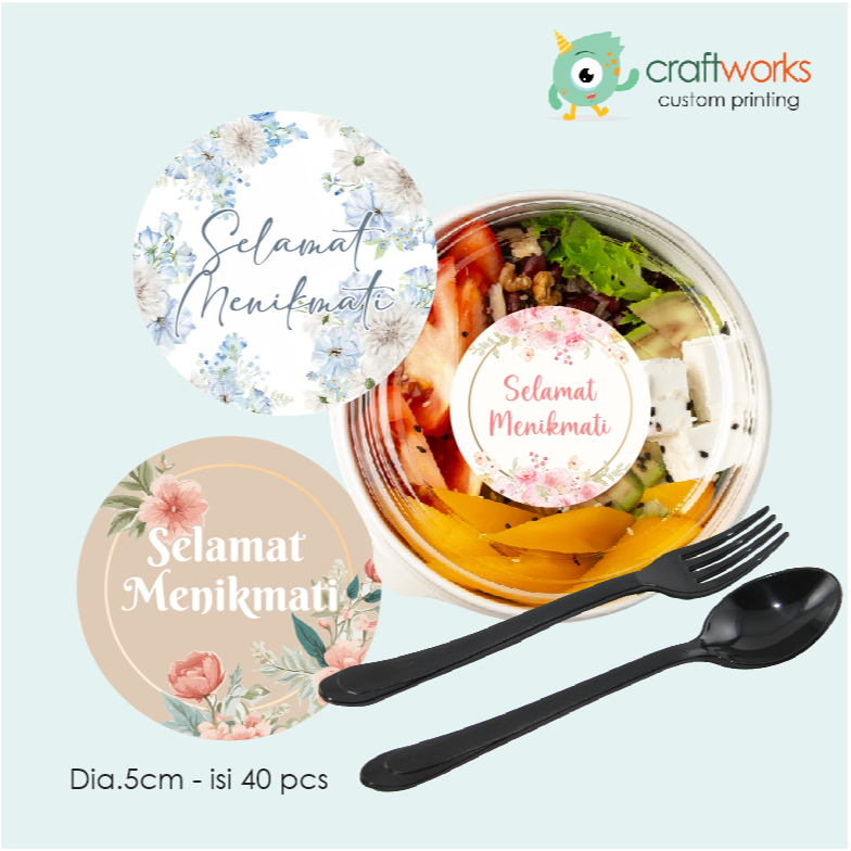 

STICKER SELAMAT MENIKMATI ISI 40 PCS TEMA FLORAL - UK.5 CM | CUSTOM STIKER TAHAN AIR VYNIL KISS CUT