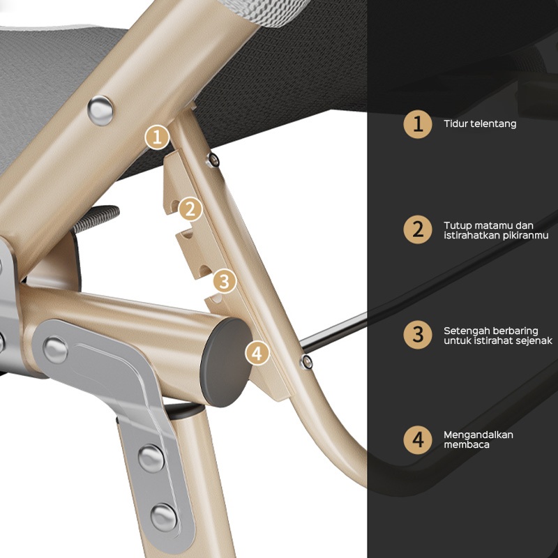 Kucadi[Pengiriman Dari Medan ] Kursi Malas Kursi Malas Luar Ruangan Portabel Tempat Tidur Lipat