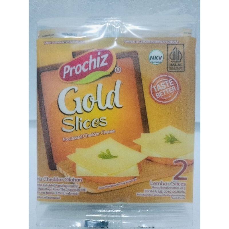 

Keju Lembaran Prochiz Gold Slices isi 8bks@ 2 lembar